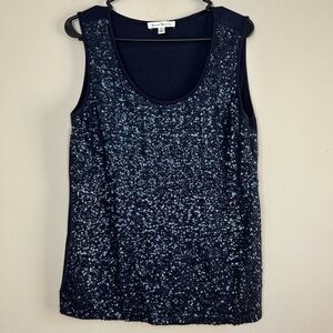 Susan Bristol Dark Blue Sequin Tank Top